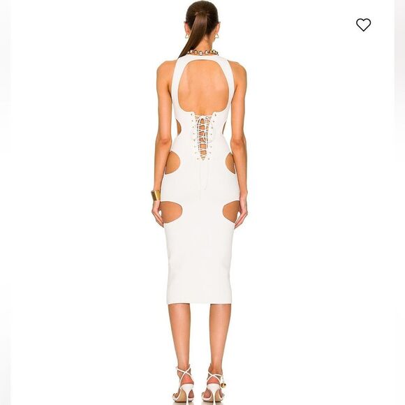 NWT DUNDAS Cut Out MIDI Dress White Knit Revolve Small - Picture 7 of 16